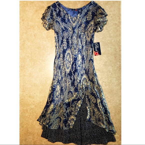 Phool Dresses & Skirts - Vintage Boho midi dress. Navy/grey pattern, size M